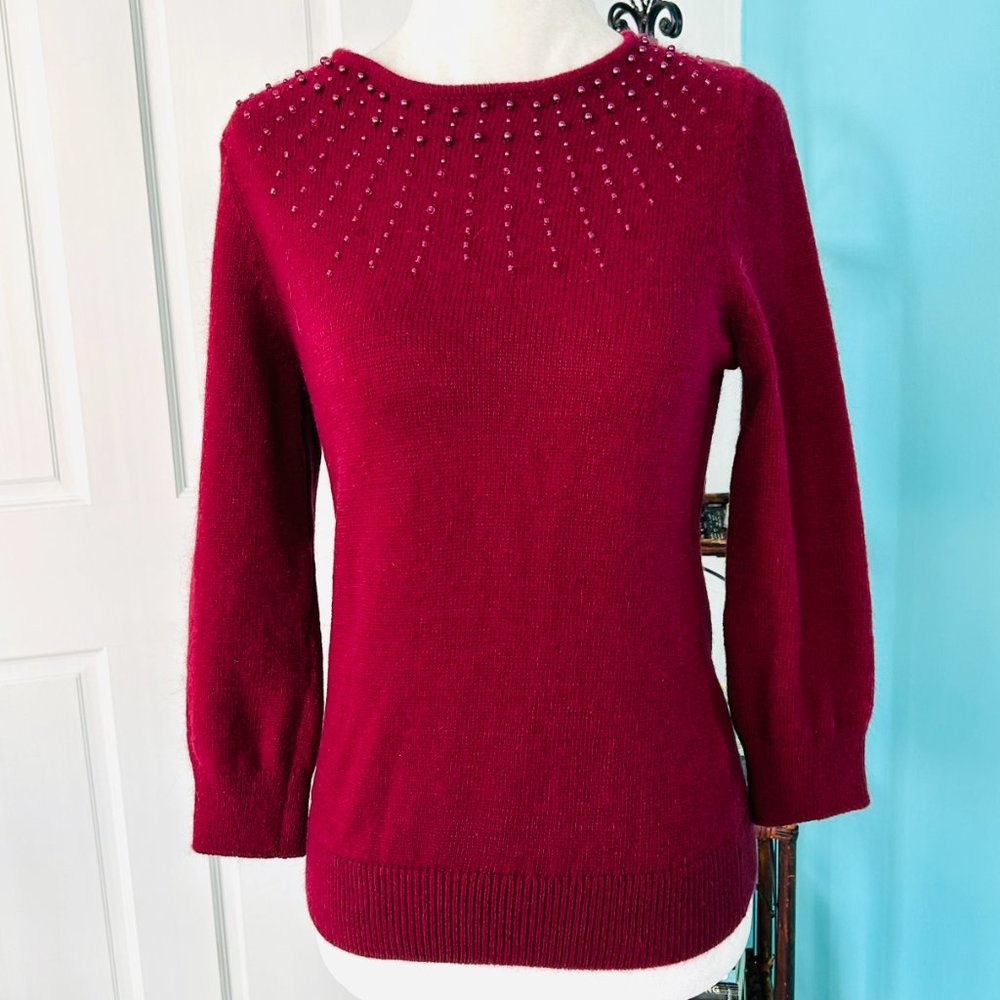 H&M Angora Blend Crewneck Sweater with Beaded Detail (size S)